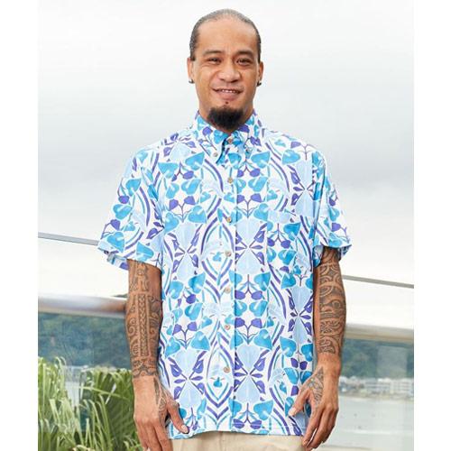 アロハシャツ ハワイ メンズ Ocean Blue Bird クィーン アロハシャツ ハワイ メンズ Ocean Blue Bird クィーン
