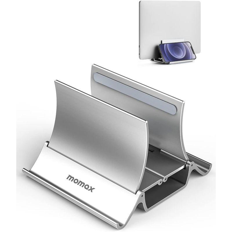 MOMAXノートパソコンスタンド 縦置き macbook スタンド 重力ロック 卓上 自動的にグリップ 収納 幅調節可能 冷却効果 クラムシ