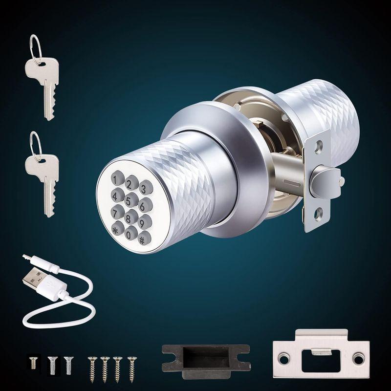 uyoyous デジタルドアノブ 電子キーパッド付き スマートロック デジタルドアロック 暗号化機能 デジタルコードロック バックアップメカ