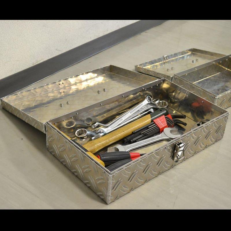 日本製アルミ工具箱　ハンディタイプ　道具箱　幅400mm　小型ツールボックス　チェッカーボックス　縞板