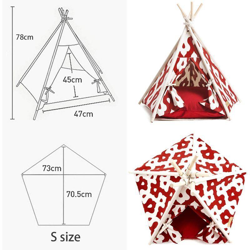 ペットティピーテント Sサイズ ペットテント ペットハウス 犬 猫 KL-TENT-S (G.RED) Sサイズ ペットテント ペットハウス KL TENT RED