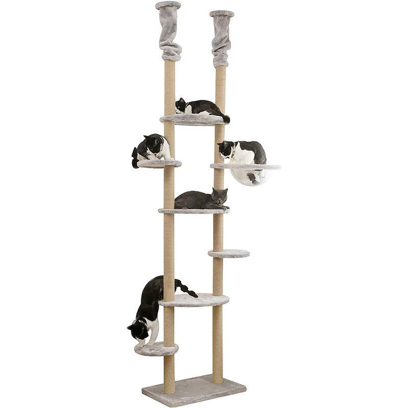 Mwpo 透明宇宙船 窓付きの透明ステップ 突っ張りタイプキャットタワー おうちで木登りタワー 多頭飼い 天然サイザル麻紐 爪とぎガリガリ 透明宇宙船 窓付きの透明ステップ 突っ張りタイプキャットタワー おうちで木登りタワー 多頭飼い 天然サイザル麻紐 爪とぎガリガリ