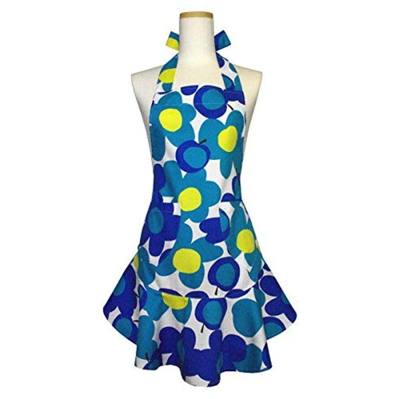 フリルエプロン 北欧風 花柄 ブルー 日本製 かわいい O9nkuaen8c Www Silevintage Com