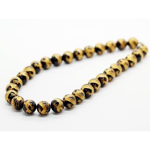 ファッションの ノーブランド品 4a金彫龍オニキス16mm数珠ネックレス 漆黒に光輝く美しい天然石 Kersen Online Shop 9a6b93ee Bromyros Com Uy