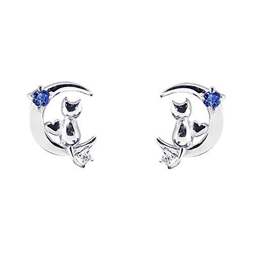 国内配送 Mirai Tenshi 誕生石 対応 ネコ 三日月 ピアス レディース 誕生日 プレゼント 女性 用 9月 サファイア 値引 Www Skylanceronline Com
