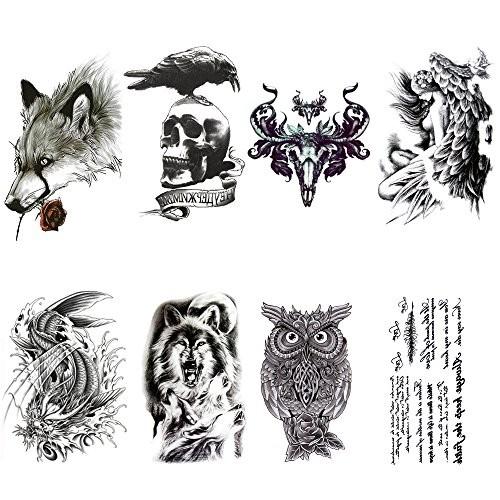 Yesallwas タトゥーシール リアル 大判 和彫り 8枚セット オオカミ スカル ド 牛 天使 龍 フクロウ B07brz9pty クラルテ 通販 Yahoo ショッピング