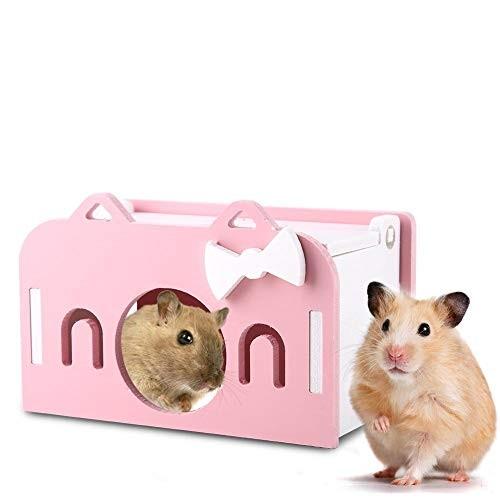 Ochunハムスターケージ 可愛い猫のデザイン ハムスターハウス ハムスターの巣 木製 組立式 ハムスター飼育ケージ ねずみ Andwaffles Com