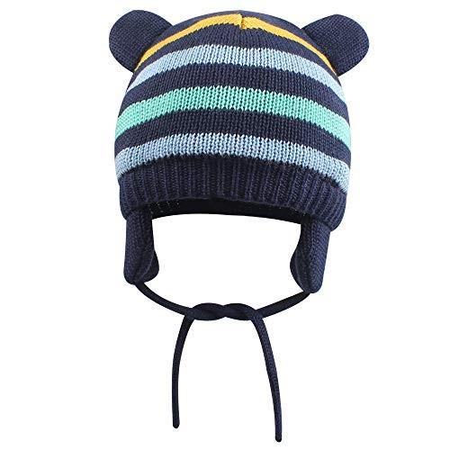Newamstar 子供ニット帽子 秋冬 ベビー帽 女の子 男の子 新生児 防寒帽子 キッズ 赤ちゃんニット帽 横縞 耳あって Www Jobportalscript Com
