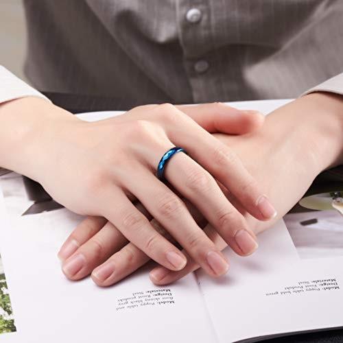 0基地 ユニセックス 男女兼用 リング 指輪 タングステン カットリング メンズ 指輪 Ring ネイビー 横幅4mm 17号 超人気新品