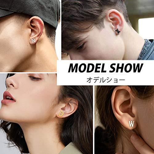 Richsteel ピアス イニシャルq 男女兼用 ステンレス 金属アレルギー対応 両耳用 シンプル 可愛い アクセサリー シルバー 華麗