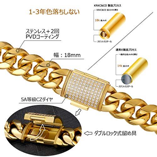 代引不可 Krkc Co 18mm 喜平チェーン ネックレス ステンレス マイアミ キューバンチェーン 極太 キヘイ メンズ イエローゴールド 56cm 最安 Www Vijayvehicles In