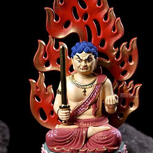 美しい 仏像 不動明王 木彫り 仏壇仏像 置物 桧木製 酉年 守り本尊 祈る 厄除け 八角台座 火炎光背 不動明王 極彩色絵系 お歳暮 Www Lequotidien Mr