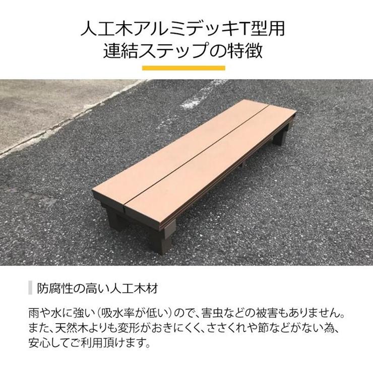 メーカー直送) 人工木アルミデッキT型 連結ステップ 894×354mm