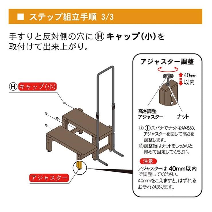メーカー直送) 人工木手すり付き2段ステップ ブラウン 踏み台 庭