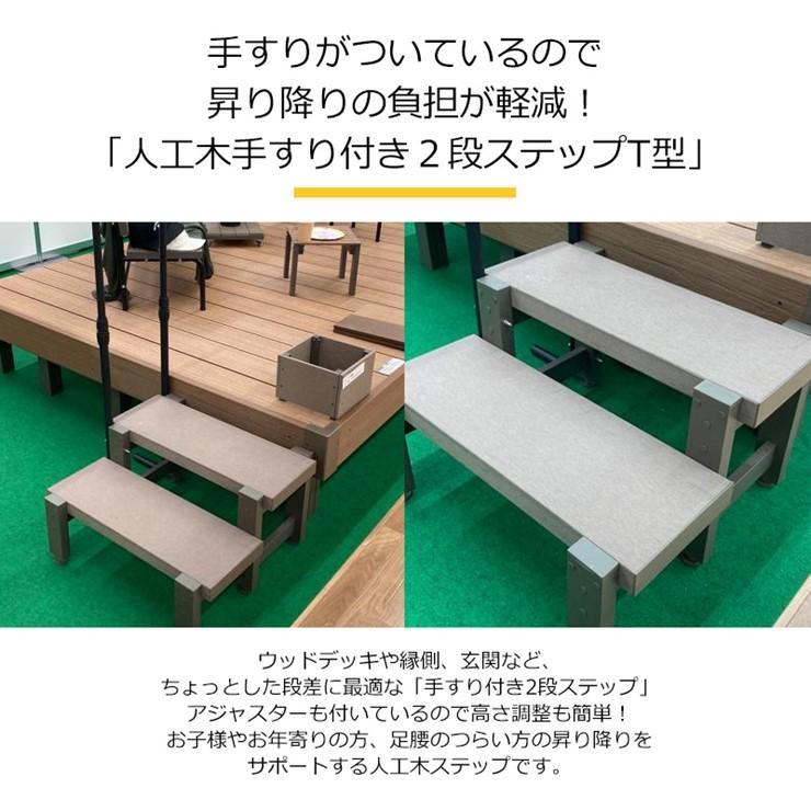 メーカー直送) 人工木手すり付き2段ステップ ブラウン 踏み台 庭