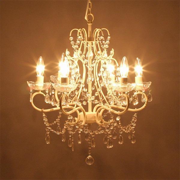 (メーカー直送) シャンデリア おしゃれ Emma(エマ) クリーム 6灯 白熱灯