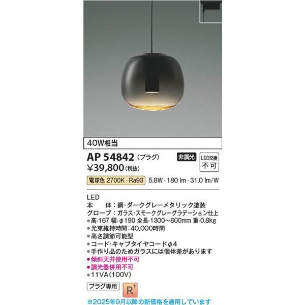 KOIZUMI（コイズミ） AP54842 レール用ペンダントライト LED（電球色