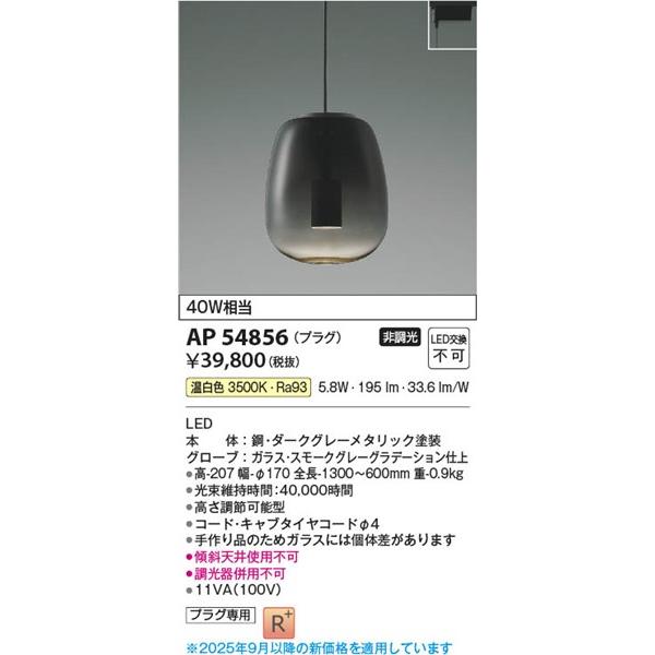 KOIZUMI（コイズミ） AP54856 レール用ペンダントライト LED（温白色