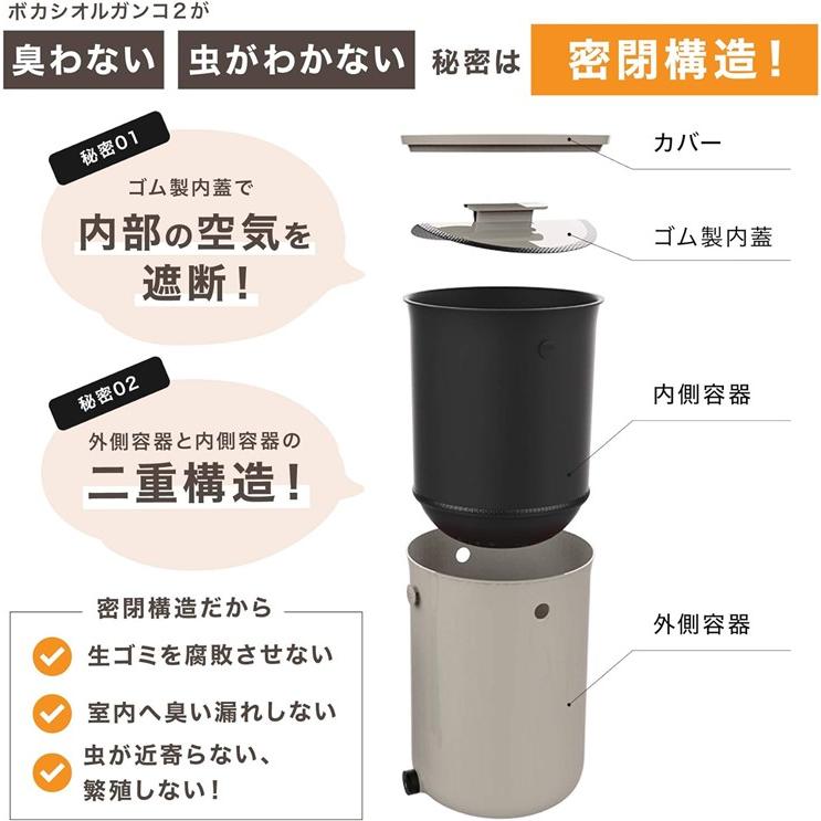 在庫有 即納) 生ゴミ処理機 ボカシオルガンコ2 クリームホワイト2個
