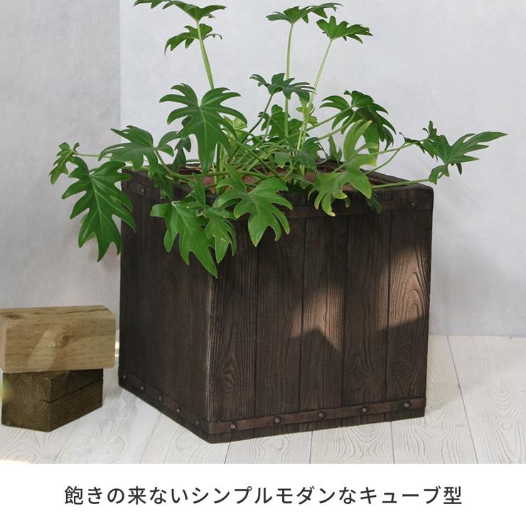 (メーカー直送) おしゃれ 屋外 庭 園芸 FARBOR 木調FRPプランター 幅40 角型 ホワイト E002-CU400WHTの画像