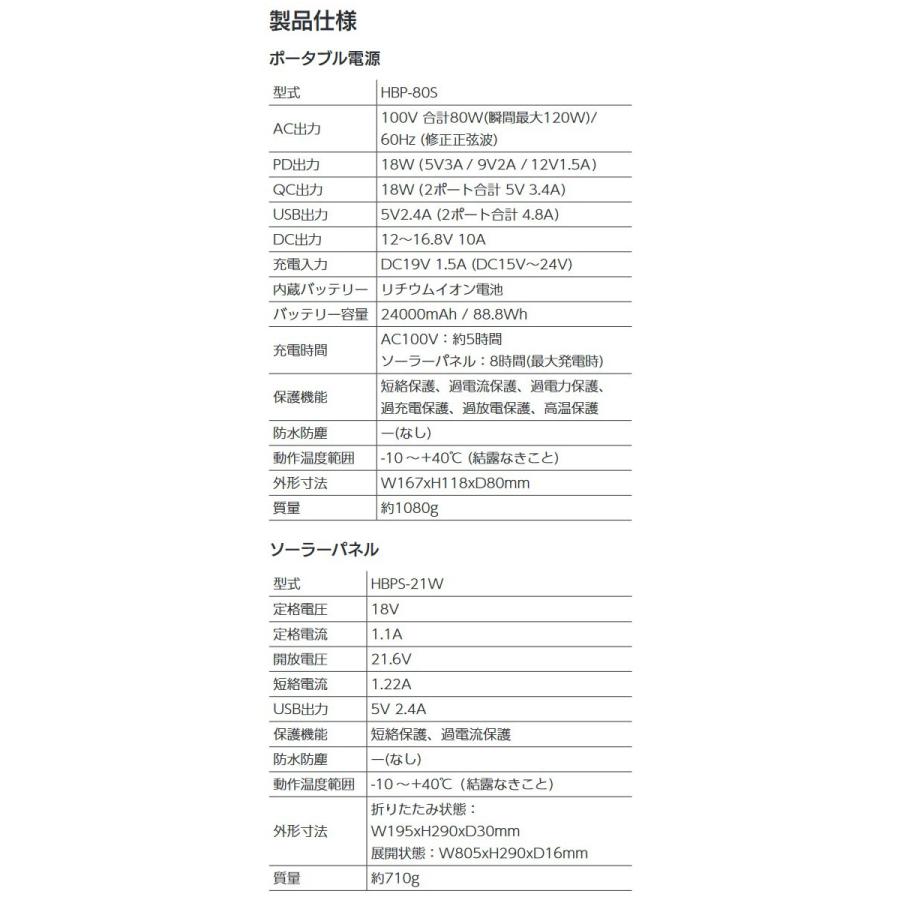 パワーバンクキューブ HBP-80S21W ポータブル電源 80W+ソーラー パワーバンクキューブ HBP-80S21W ポータブル電源 80W+ソーラー