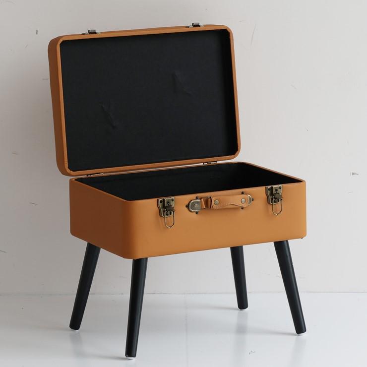 メーカー直送) トランク型 収納スツール Pick Stool ブラック×キャメル 