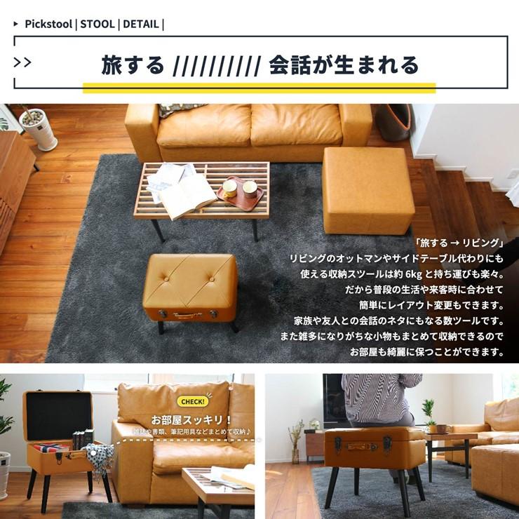 メーカー直送) トランク型 収納スツール Pick Stool ブラック×キャメル 