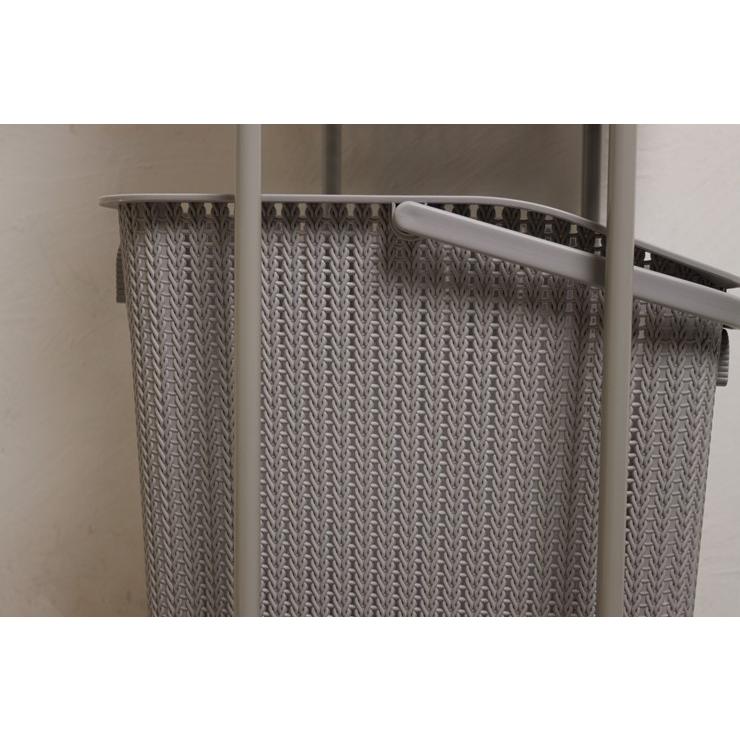 メーカー直送) ラタン調ランドリーバスケット 2段 グレー TAN-277-2GR