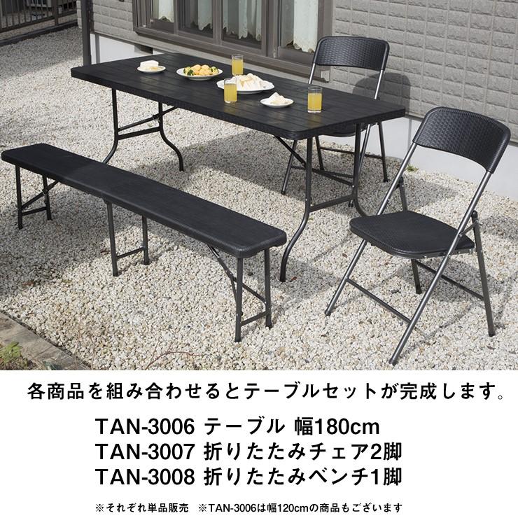 (メーカー直送) 木目調折り畳みテーブル 120cm TAN-3006-120 折りたたみ 机 庭 屋外 アウトドア キャンプ バーベキュー BBQ ベランダ 屋内の画像