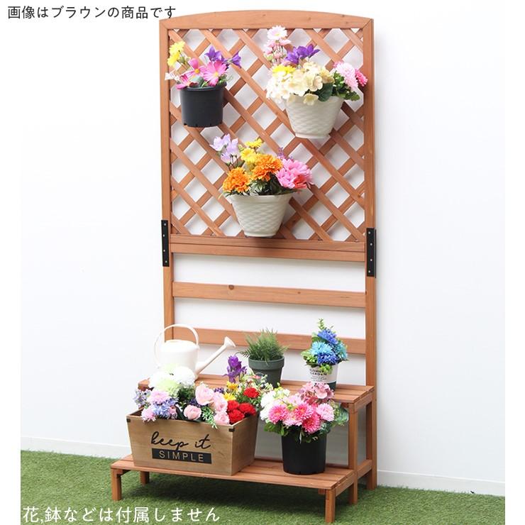 (メーカー直送) 天然木フラワースタンド 2段 ホワイト TAN-994-2WH おしゃれ 木製 ベランダ 庭 屋外 W71.5×D42×H148cm_1