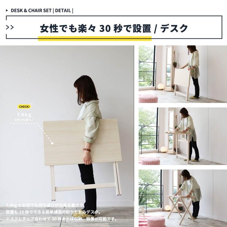 メーカー直送) 折りたたみデスクチェアセット ブラウン TS-3404BR