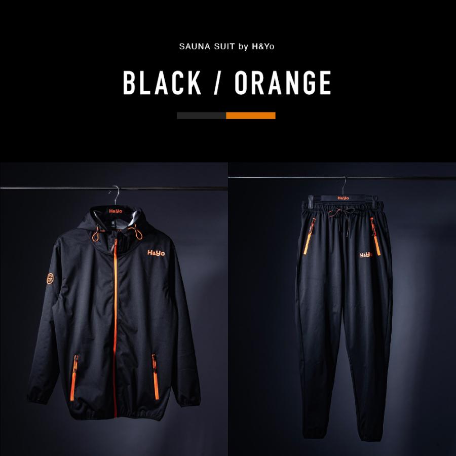 新品未使用H&yo fitness サウナスーツ ブラックオレンジ　Mサイズ上下 H＆Yo fitness サウナスーツ メンズ レディース 発汗スーツ 減量スーツ