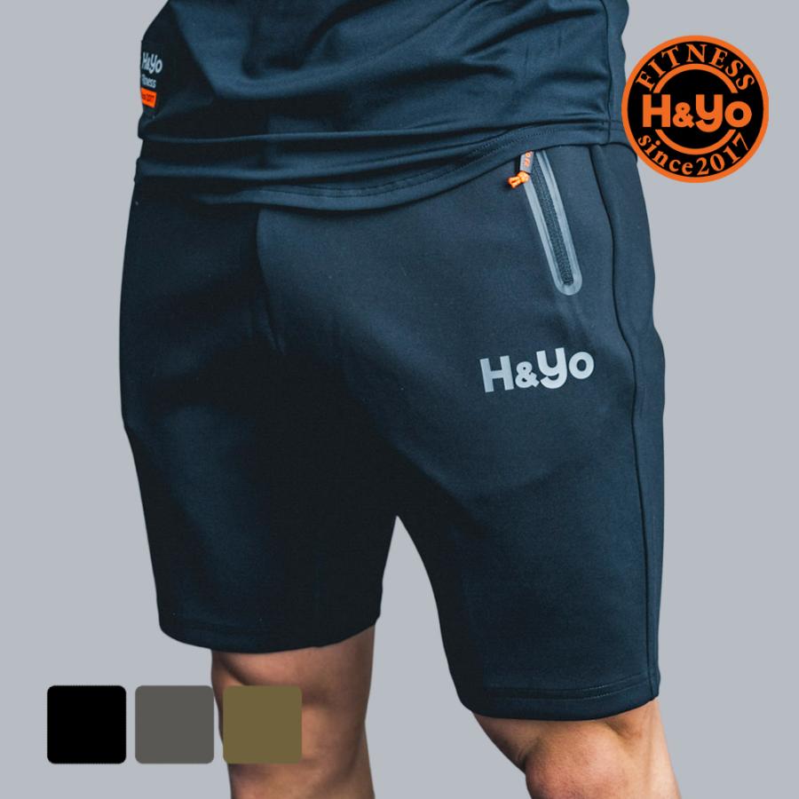 トレーニングウェア メンズ ハーフパンツ ショートパンツ ジムウェア 短パン 高伸縮性 ファスナー付 おしゃれ かっこいい ウェイトトレーニング | H＆Yo fitness