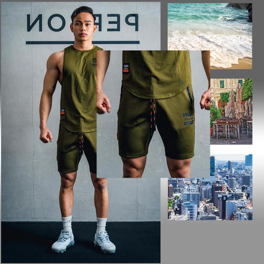 トレーニングウェア メンズ ハーフパンツ ショートパンツ ジムウェア 短パン 高伸縮性 ファスナー付 おしゃれ かっこいい ウェイトトレーニング | H＆Yo fitness | 10