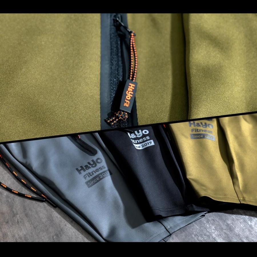 トレーニングウェア メンズ ハーフパンツ ショートパンツ ジムウェア 短パン 高伸縮性 ファスナー付 おしゃれ かっこいい ウェイトトレーニング | H＆Yo fitness | 16