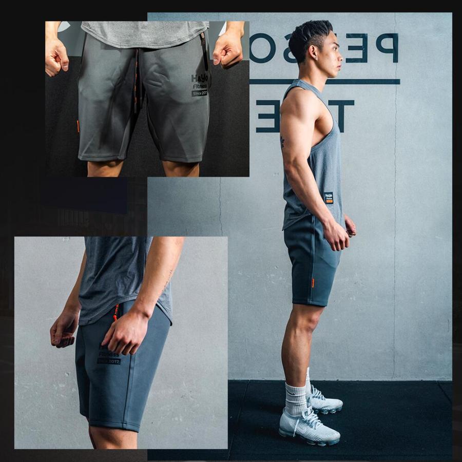 トレーニングウェア メンズ ハーフパンツ ショートパンツ ジムウェア 短パン 高伸縮性 ファスナー付 おしゃれ かっこいい ウェイトトレーニング | H＆Yo fitness | 08