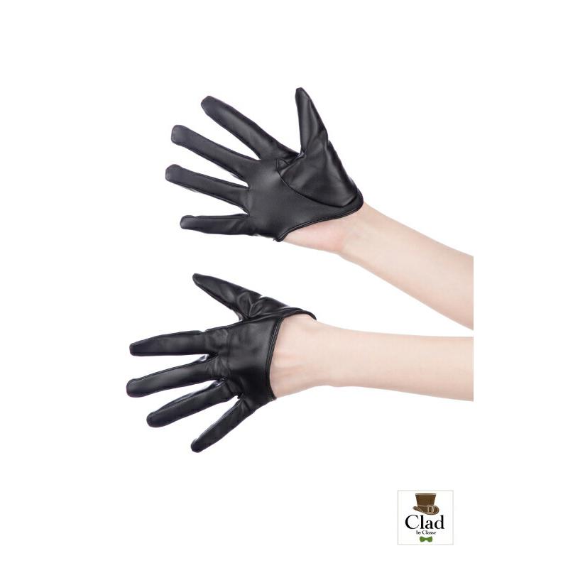 美品　レディース　レザーロンググローブ　ブラック　黒革手袋　サイズ6ハーフ クラッセ]レザーグローブ ハーフ 黒 手袋 コスプレ 衣装 レザー 合皮