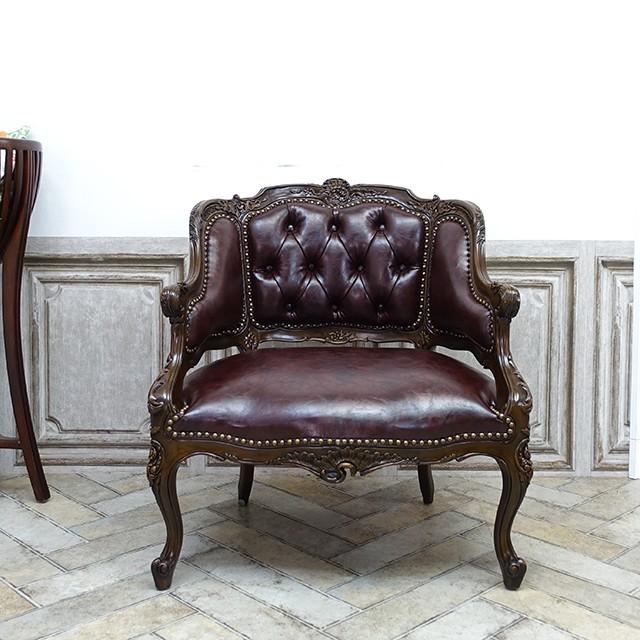 ロココ調家具 1人掛けソファー アームチェア1P エレガント 左 ロココ