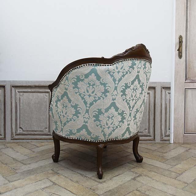 1人掛けソファ　エレガント　アンティーク風　姫系　デニム 姫 ソファ 1人がけ 1人掛け 貝殻 コンパクト 姫系 姫家具