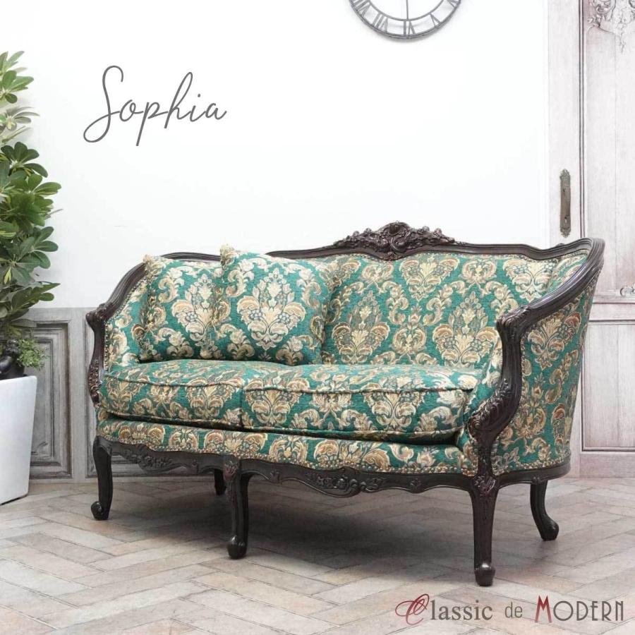 クラッシック 猫脚 2P ソファ ベンチ 花柄 アンティーク ヴィンテージ
