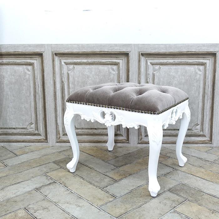 アンティーク調 ホワイト 猫脚 スツール ベンチ オットマン アンティーク調 ホワイト 猫脚 スツール ベンチ オットマン