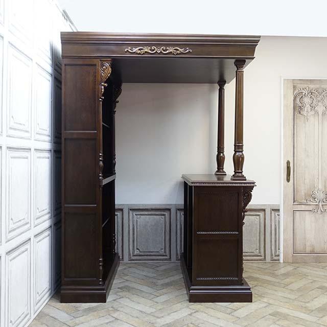 バーキャビネット アンティーク バーカウンター 天蓋 屋根 オーダー