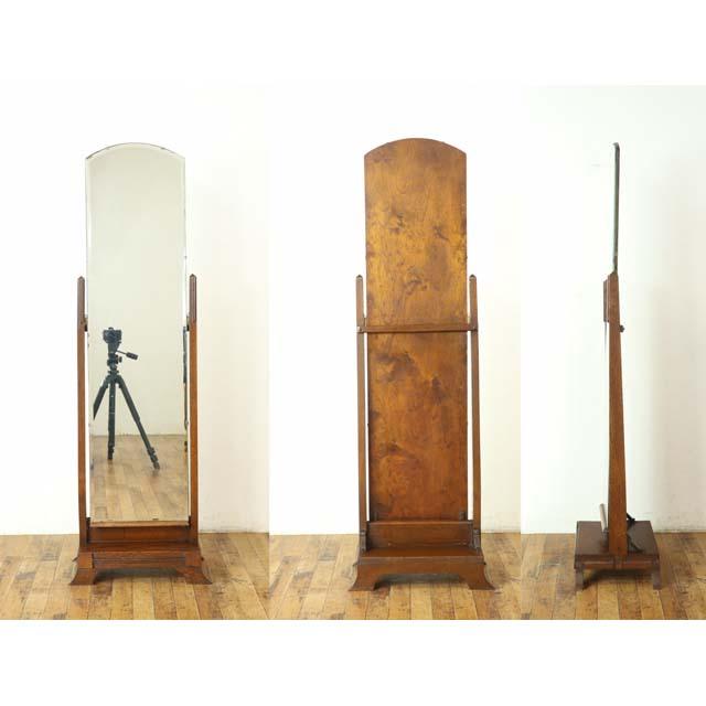 イギリス アンティーク 家具 ミラー 鏡 シュバルミラー 姿見 オーク