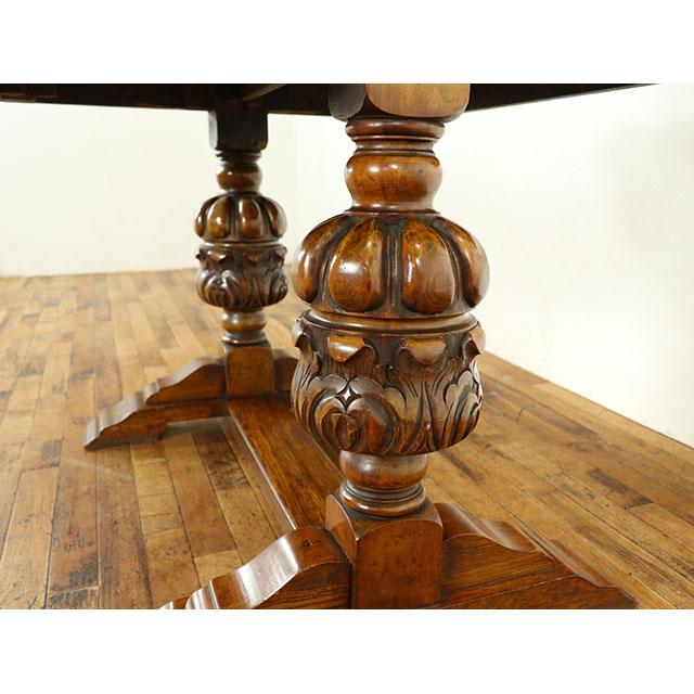 アンティーク 家具 ダイニングテーブル ドローリーフ オーク 1920年代 食卓 ヴィンテージ レトロ 英国  antique59294 【オラージュ】