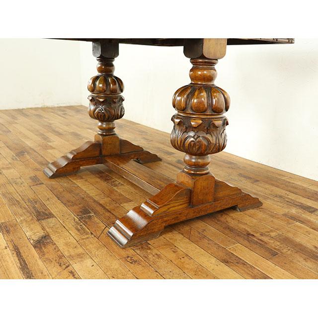アンティーク 家具 ダイニングテーブル ドローリーフ オーク 1920年代 食卓 ヴィンテージ レトロ 英国  antique59294 【オラージュ】