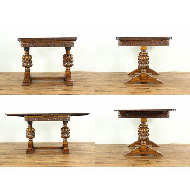 アンティーク 家具 ダイニングテーブル ドローリーフ オーク 1920年代 食卓 ヴィンテージ レトロ 英国  antique59294 【オラージュ】