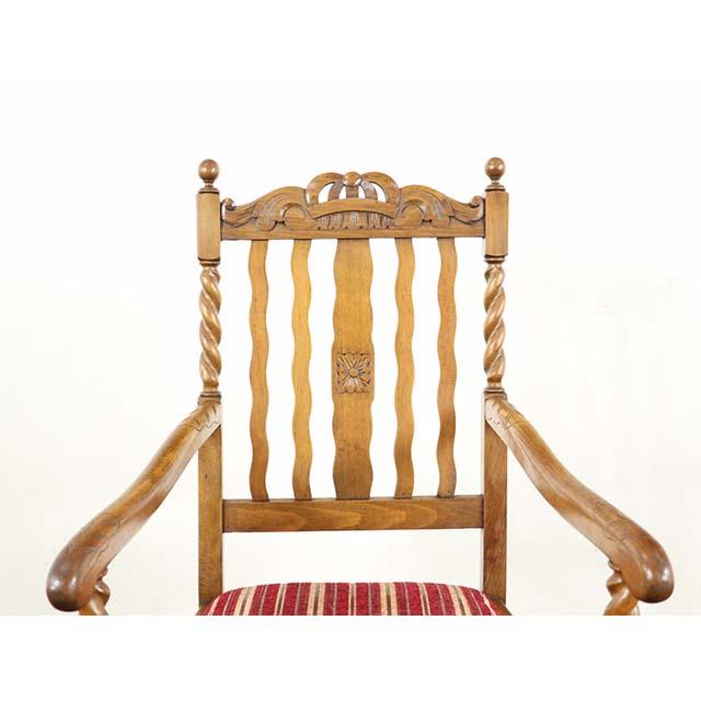 イギリスアンティークチェア・アームチェア・肘つき椅子・1人掛けアームチェア イギリスアンティーク アームチェア 肘掛け椅子 マホガニー材 【張替済