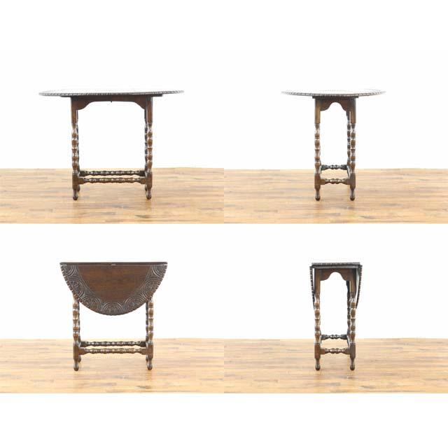 イギリス アンティーク 家具 サイドテーブル 天板拡張式 リビング