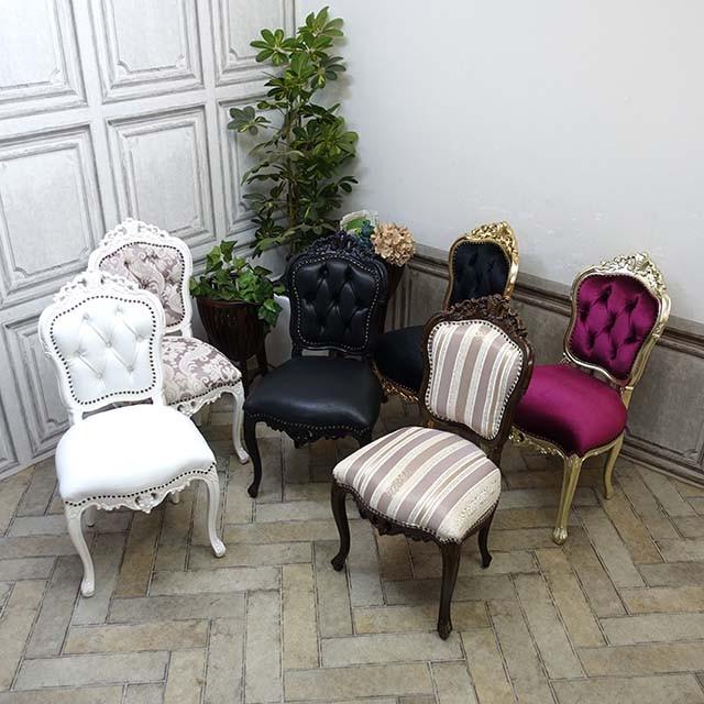 美品ダイニングチェア　猫脚　一脚　イタリア製　1人用椅子　姫家具 1人掛け チェア 一人用 ダイニング 食卓 椅子 プリンセス 姫系