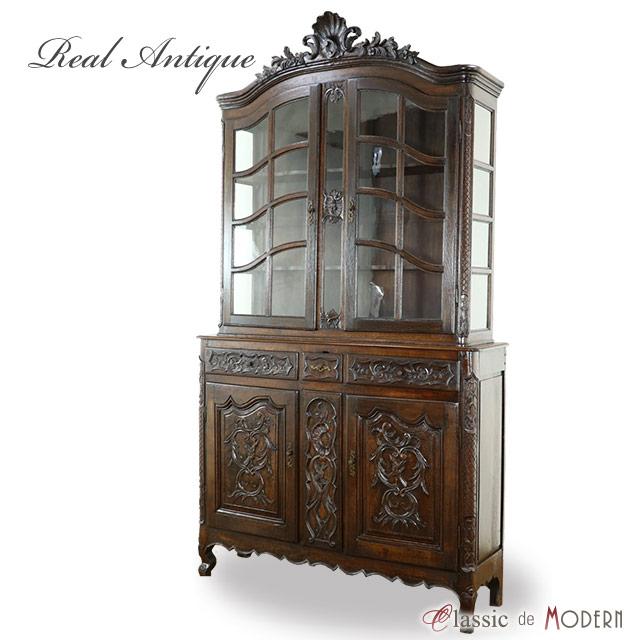 フランスアンティーク　キャビネット　棚 フレンチガラスキャビネット.13 フランスアンティーク家具 食器棚 観音開き